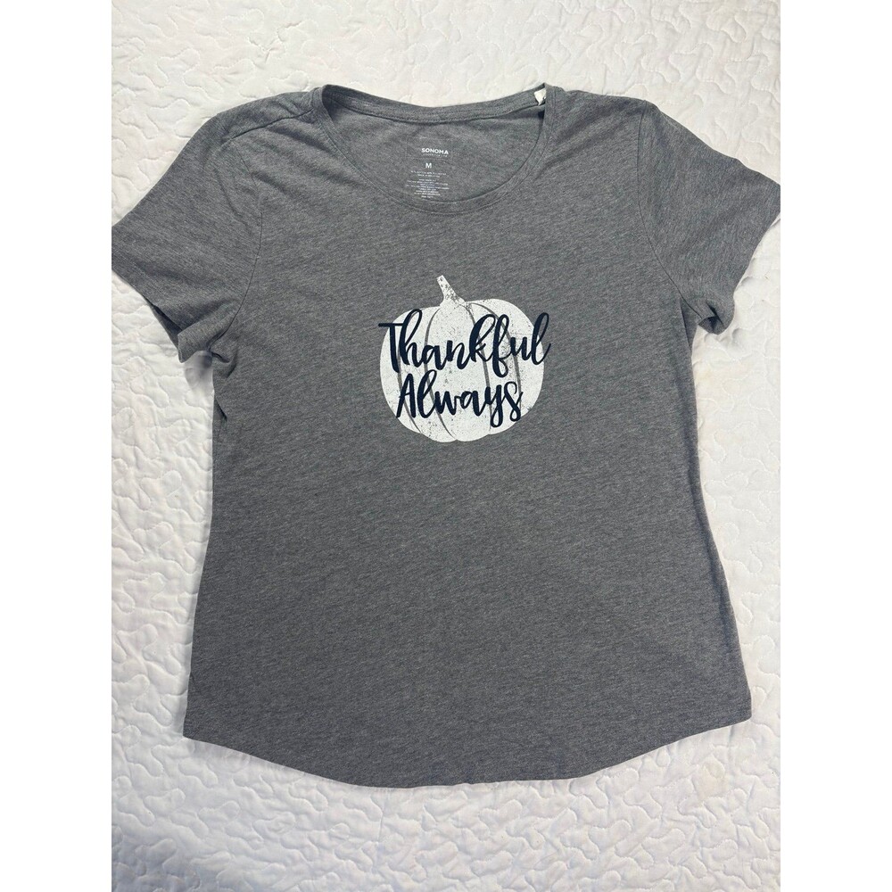 Sonoma Thankful Always Gray T-shirt Size Medium